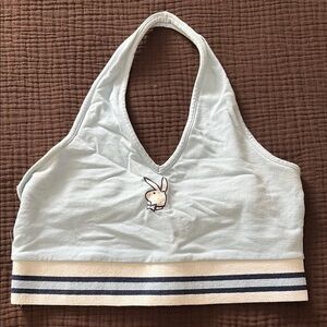 Light Blue Play Boy Crop Top